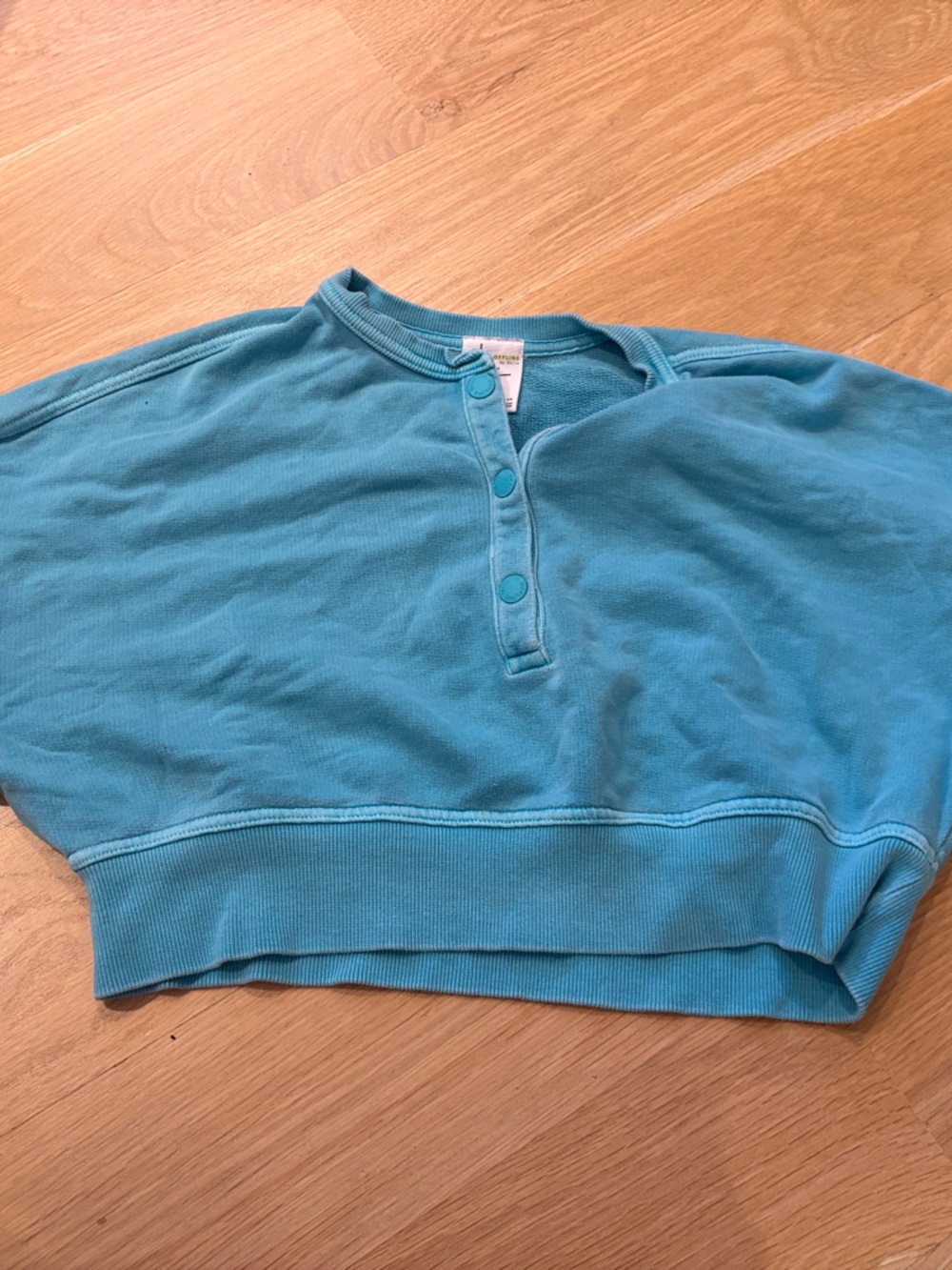aerie Turquoise Snap-Neck Pullover Sweatshirt
